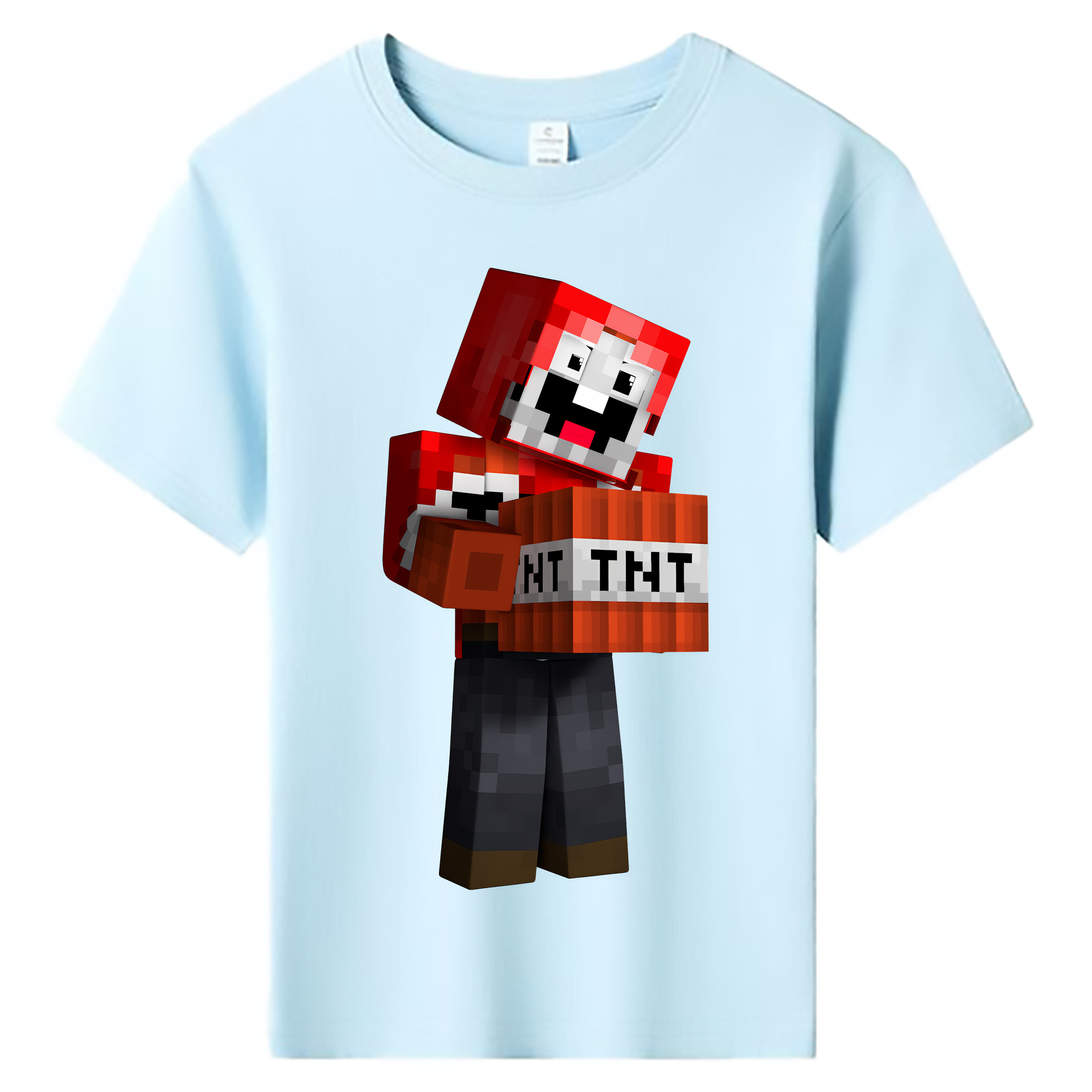 （画像用） マインクラフト ブロックの世界 Minecraft MC Block world 綿100％キッズTシャツ（フロントプリント）